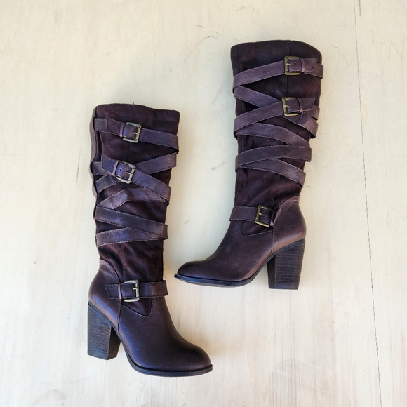 Steve Madden Redondo Brown Leather Heeled Boots - Size 8 M - Picture 8 of 11